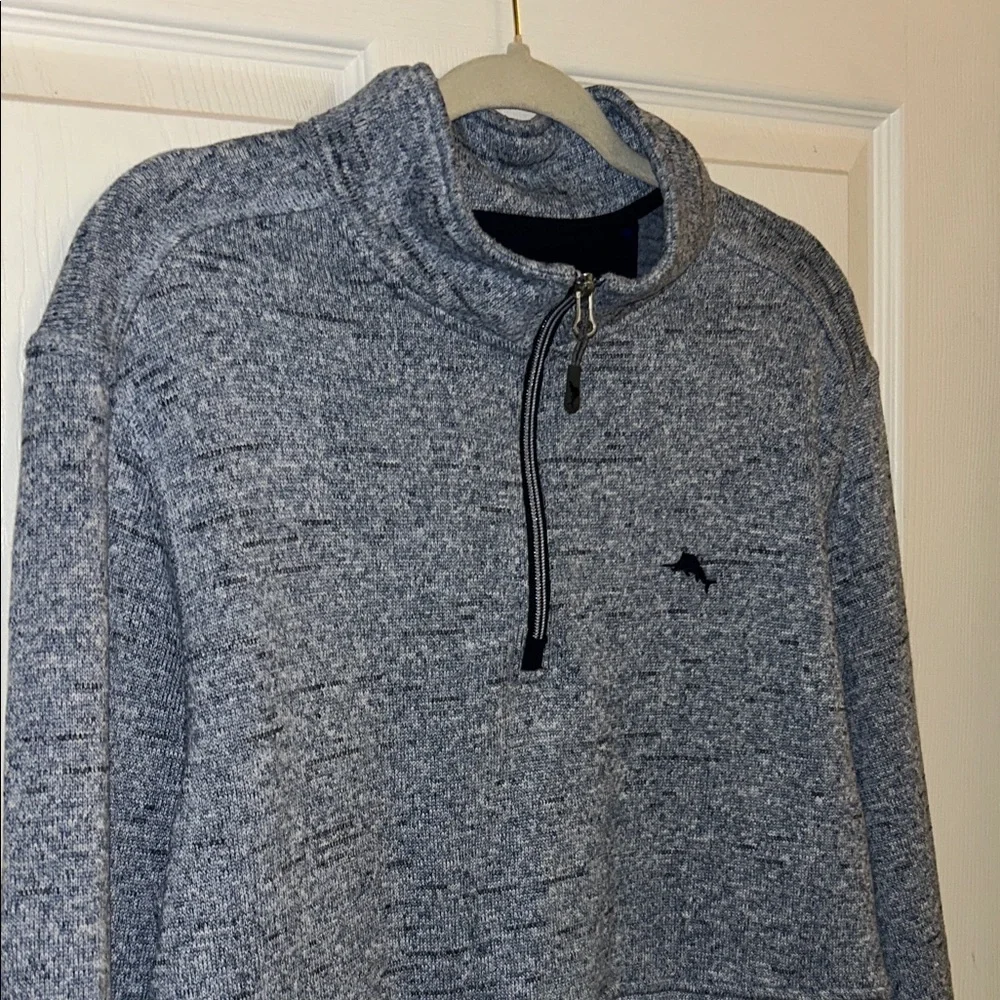 Tommy Bahama Mens‎ Glacier Bay Heathered Blue Quarter Zip Pullover Size XL - Picture 3 of 11